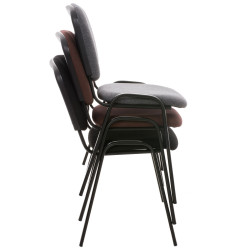 Lot de 4 chaises visiteurs Ken tissu gris