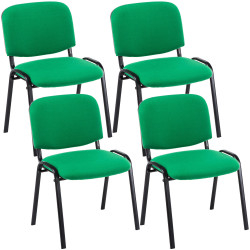 Lot de 4 chaises visiteurs Ken tissu vert