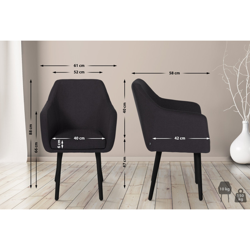 Chaise visiteur Utrecht tissu noir noir