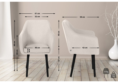 Silla de visita Utrecht tela negro crema