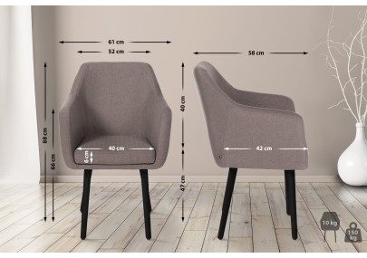 Chaise visiteur Utrecht tissu noir taupe