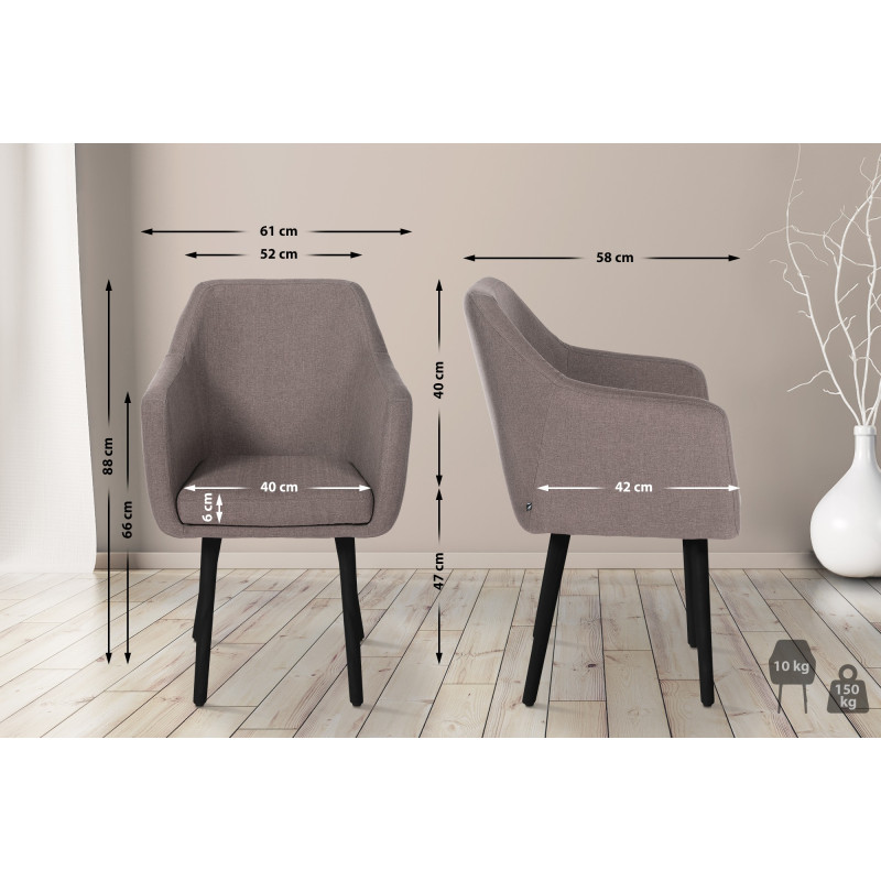 Sedia da visita Utrecht tessuto nero tortora