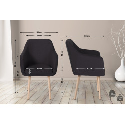 Chaise visiteur Utrecht en tissu natura noir