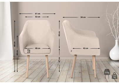 Chaise visiteur Utrecht en tissu beige natura