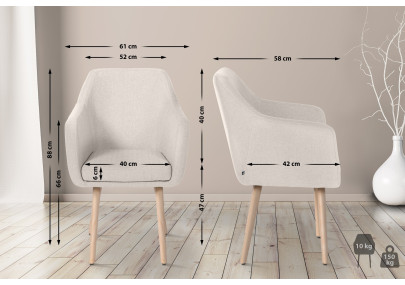 Chaise visiteur Utrecht tissu natura crème