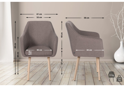 Chaise visiteur Utrecht tissu natura taupe