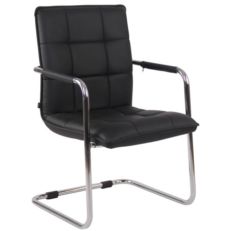 Chaise visiteur Gandia en cuir artificiel chromé noir