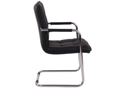 Chaise visiteur Gandia en cuir artificiel chromé noir