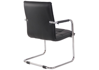 Silla de visitante Gandia en cuero artificial cromado negro