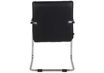 Silla de visitante Gandia en cuero artificial cromado negro