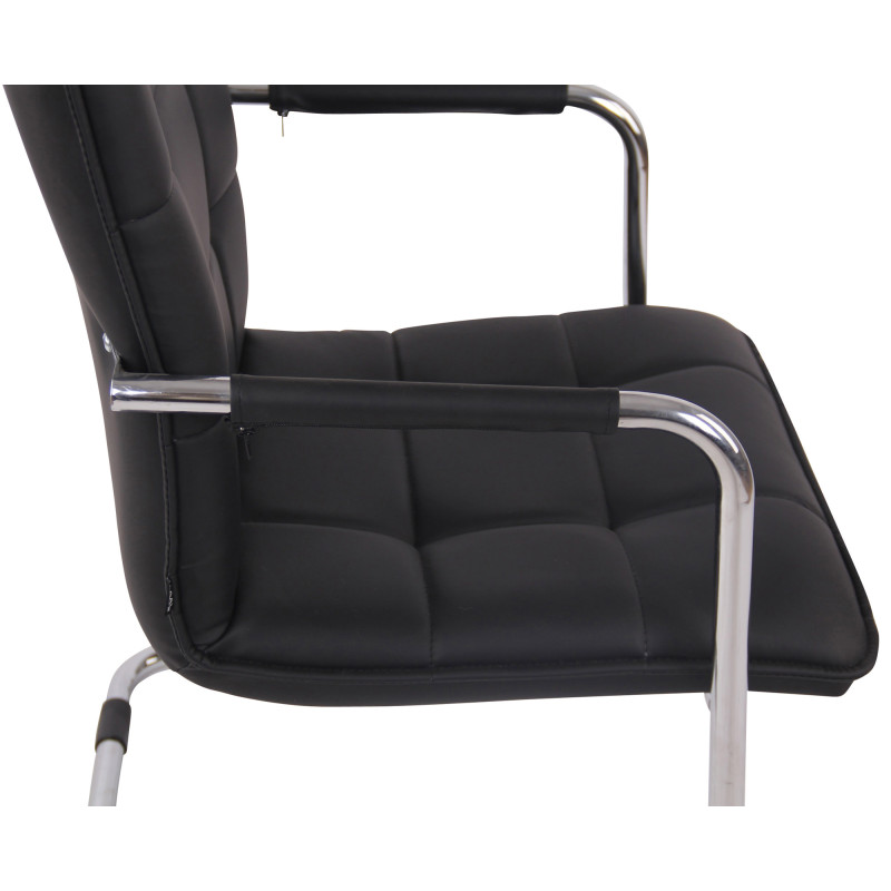 Chaise visiteur Gandia en cuir artificiel chromé noir