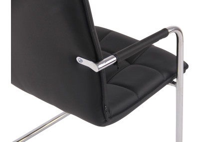 Chaise visiteur Gandia en cuir artificiel chromé noir