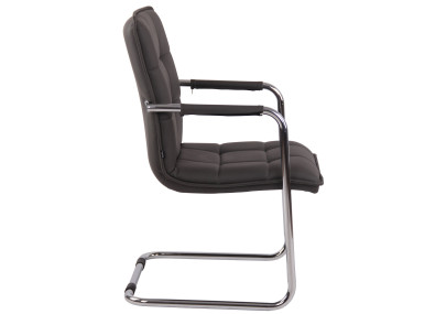 Chaise visiteur Gandia en cuir artificiel gris chrome