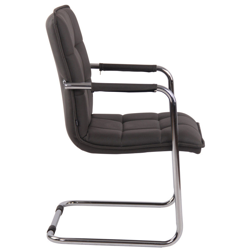 Chaise visiteur Gandia en cuir artificiel gris chrome