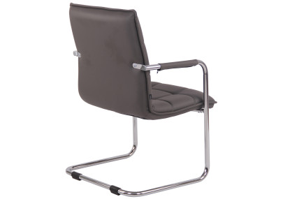 Chaise visiteur Gandia en cuir artificiel gris chrome