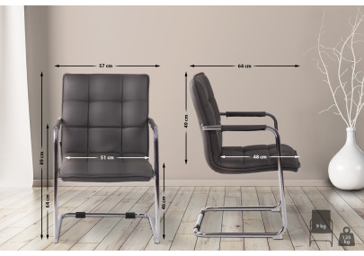 Silla de visita Gandia en cuero artificial gris cromo