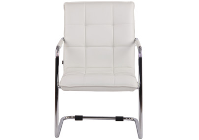 Chaise visiteur Gandia en cuir artificiel chromé blanc