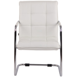 Chaise visiteur Gandia en cuir artificiel chromé blanc