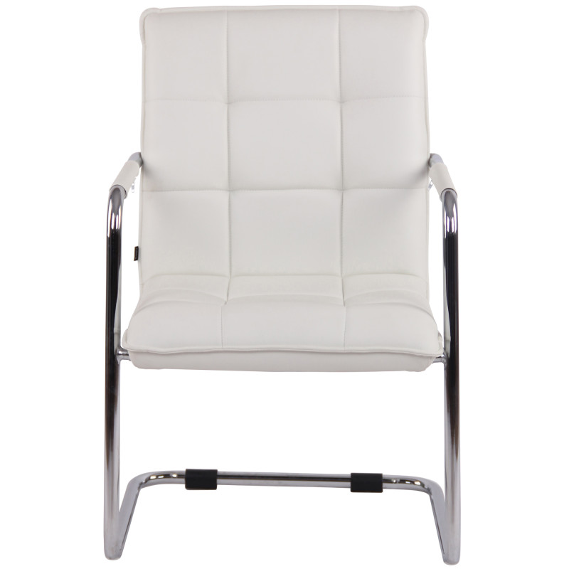 Chaise visiteur Gandia en cuir artificiel chromé blanc