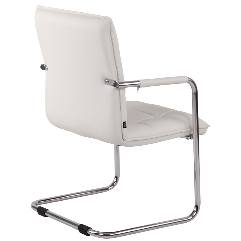 Chaise visiteur Gandia en cuir artificiel chromé blanc