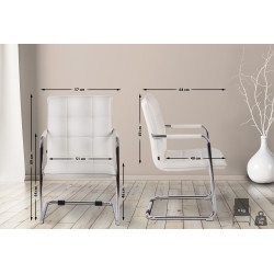 Chaise visiteur Gandia en cuir artificiel chromé blanc