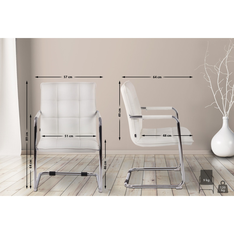 Sedia da visita Gandia in ecopelle cromata bianca