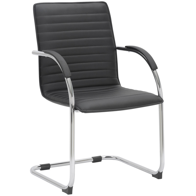 Sedia da visita Tira similpelle nera