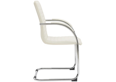 Silla de visita Tira en cuero artificial blanco