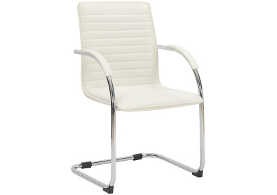 Silla de visita Tira en cuero artificial blanco