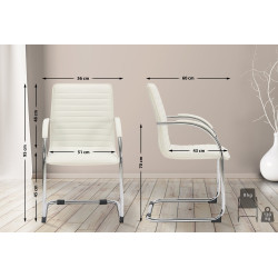 Chaise visiteur Tira en cuir artificiel blanc