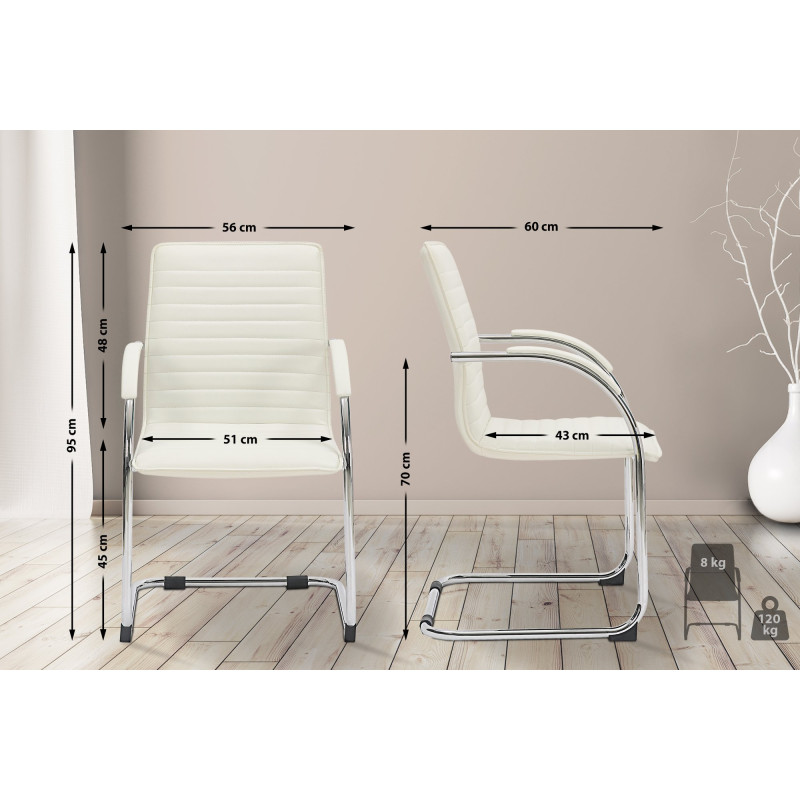 Chaise visiteur Tira en cuir artificiel blanc