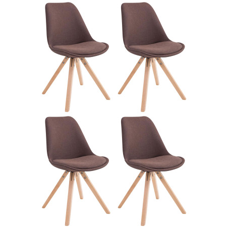 Lot de 4 chaises visiteurs Toulouse tissu Square Natura marron