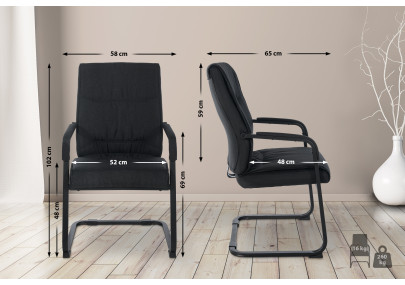 Chaise visiteur XL Anubis tissu noir/noir