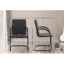 Silla de visita Tira en cuero artificial negro/negro