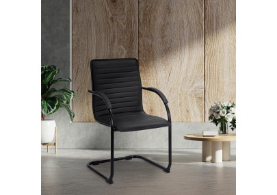 Silla de visita Tira en cuero artificial negro/negro