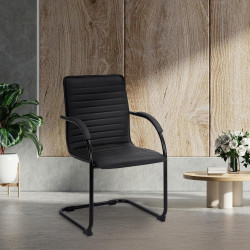 Chaise visiteur Tira en cuir artificiel noir/noir