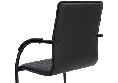 Silla de visita Tira en cuero artificial negro/negro