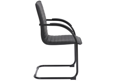 Silla de visita Tira en cuero artificial negro/negro