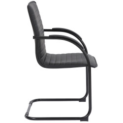 Silla de visita Tira en cuero artificial negro/negro