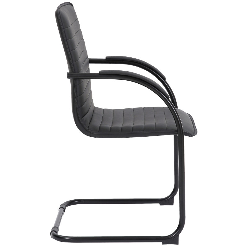 Silla de visita Tira en cuero artificial negro/negro