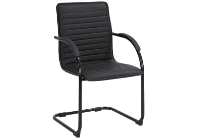 Chaise visiteur Tira en cuir artificiel noir/noir