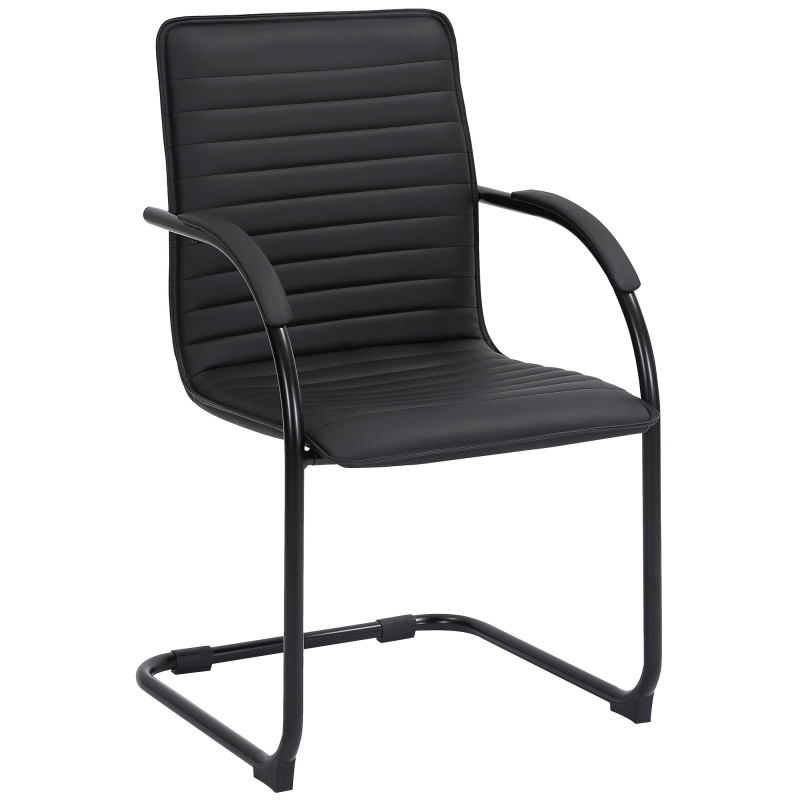 Silla de visita Tira en cuero artificial negro/negro