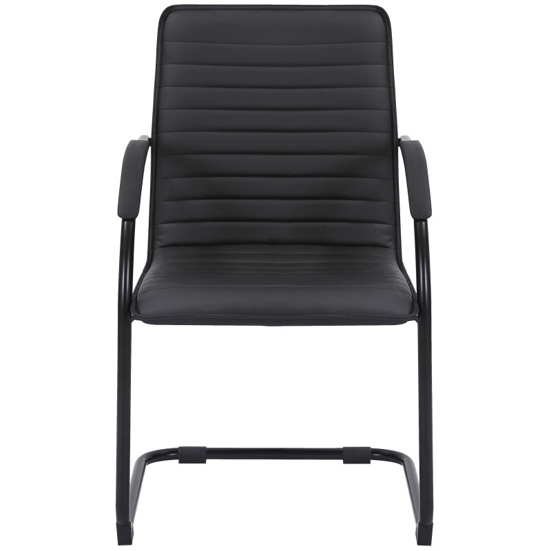 Silla de visita Tira en cuero artificial negro/negro