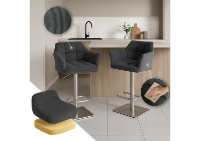 Tabouret de bar Damaso E Cord gris foncé