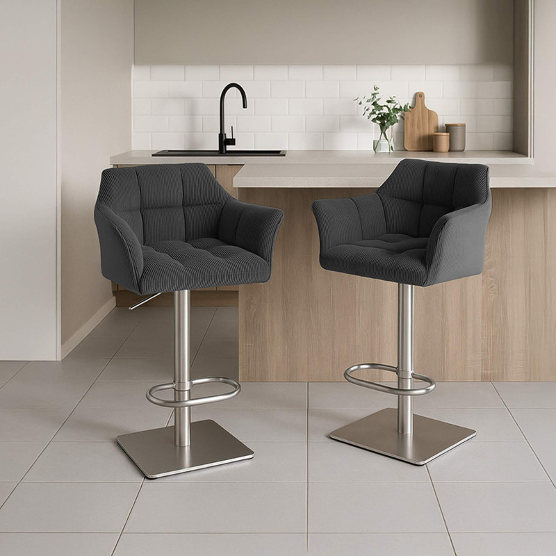 Tabouret de bar Damaso E Cord gris foncé