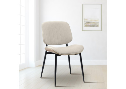 Chaise visiteur Tiffin en tissu nature/crème