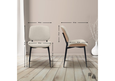 Chaise visiteur Tiffin en tissu nature/crème