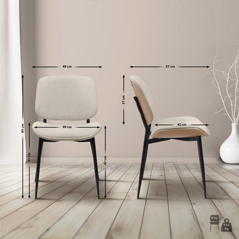 Chaise visiteur Tiffin en tissu nature/crème