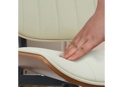 Chaise visiteur Tiffin en cuir artificiel noyer/crème