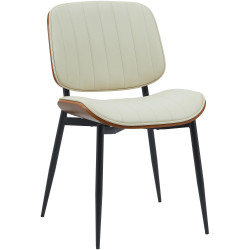 Chaise visiteur Tiffin en cuir artificiel noyer/crème